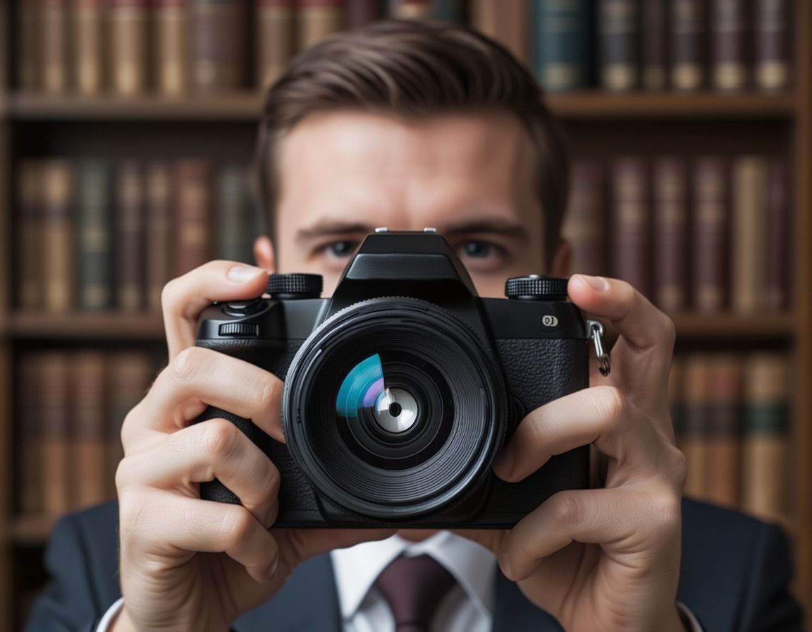 Мужчина юрист с фотоаппаратом
